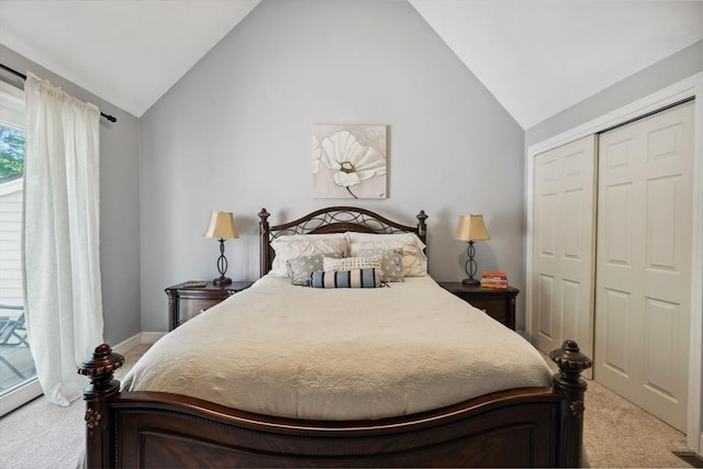 35 Michael Way Unit 29, Andover, MA 01810 - bedroom with light carpet, lofted ceiling, and a closet