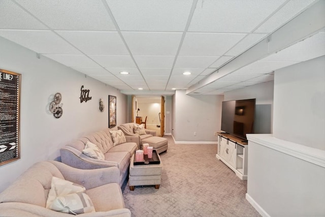 35 Michael Way Unit 29, Andover, MA 01810 - living room featuring a drop ceiling, light carpet, and recessed lighting