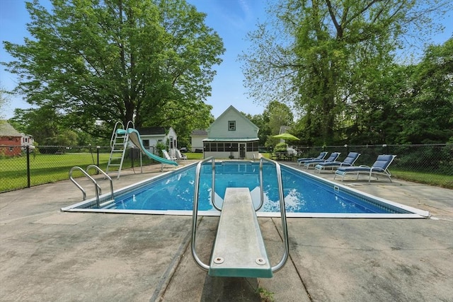 399 N Main St, Salem, NH 03079 - view of pool featuring a water slide, a patio, and an outbuilding