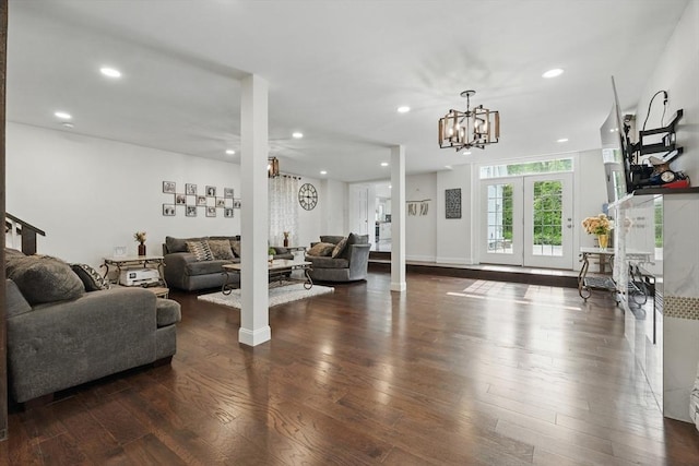 399 N Main St, Salem, NH 03079 - living room with a chandelier, wood finished floors, and recessed lighting