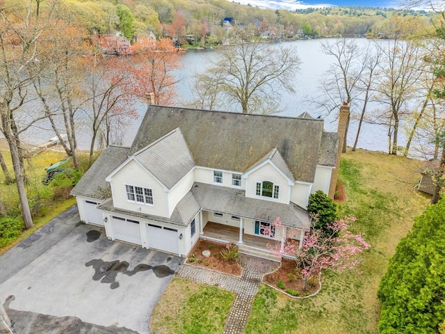 view of subject property featuring a nearby body of water