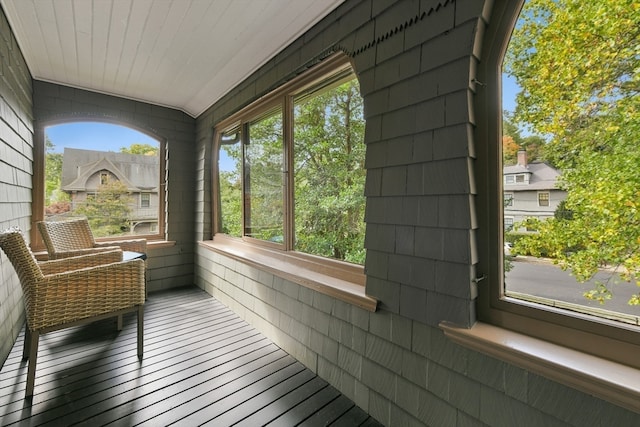 view of unfurnished sunroom