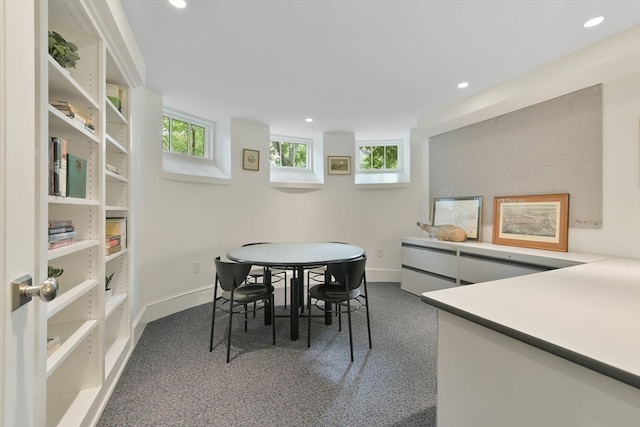 carpeted dining room featuring plenty of natural light