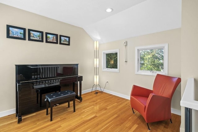 26 Sherwood Rd, Swampscott, MA 01907 - living area with baseboards, lofted ceiling, light wood-style flooring, and recessed lighting