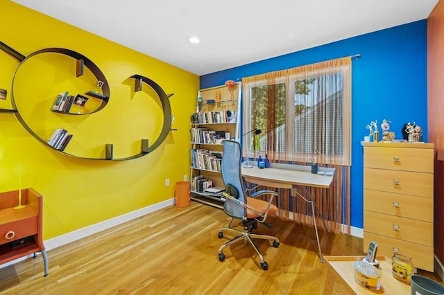 26 Sherwood Rd, Swampscott, MA 01907 - office area with baseboards, wood finished floors, and recessed lighting