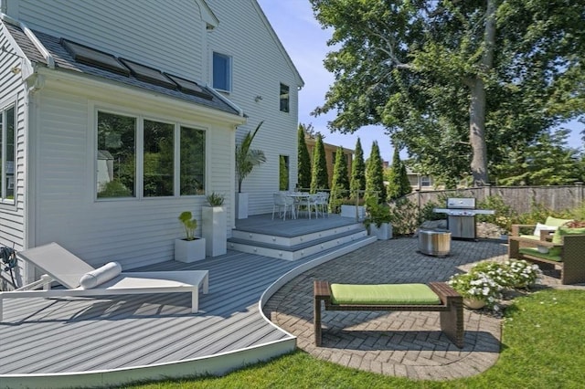 26 Sherwood Rd, Swampscott, MA 01907 - wooden terrace featuring outdoor dining area and area for grilling