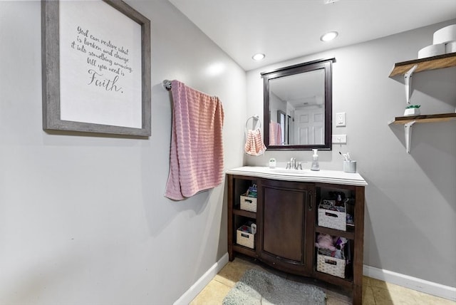 bathroom featuring vanity and tile patterned flooring