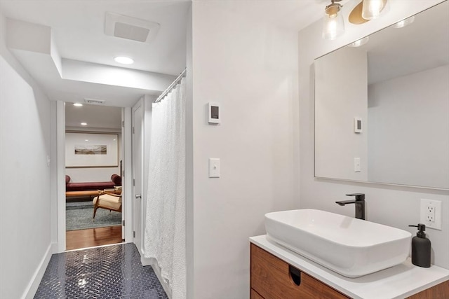 166 Quinapoxet Ln, Worcester, MA 01606 - full bath featuring vanity, tile patterned flooring, recessed lighting, and baseboards