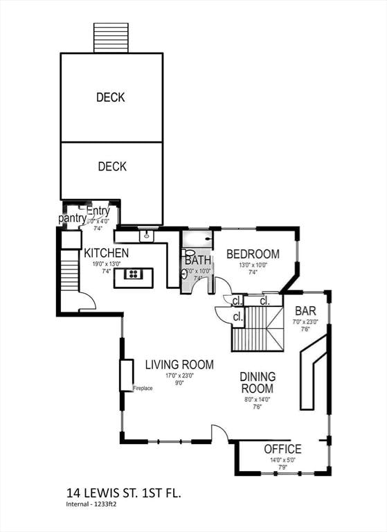 14 Lewis St, Hull, MA 02045 - floor plan / room layout
