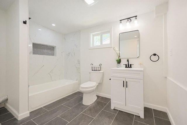 28 Custer St, Rockland, MA 02370 - full bath featuring vanity, toilet, bathtub / shower combination, tile patterned flooring, and baseboards
