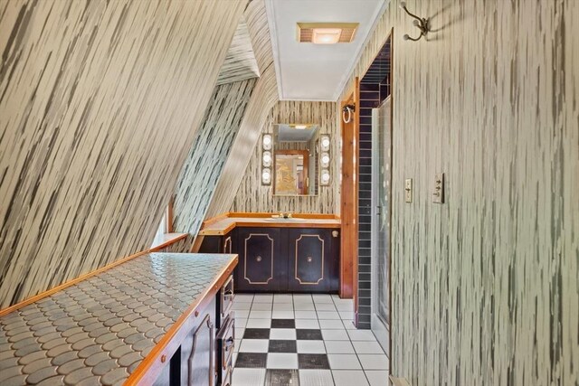 676 Salem St, Groveland, MA 01834 - bathroom with vanity and tile patterned floors