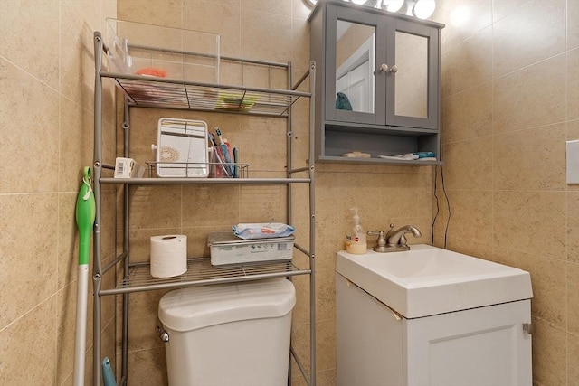 104 Pleasant St, Worcester, MA 01609 - half bath with tile walls and vanity