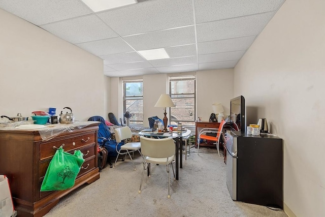 104 Pleasant St, Worcester, MA 01609 - office area with a paneled ceiling and light colored carpet