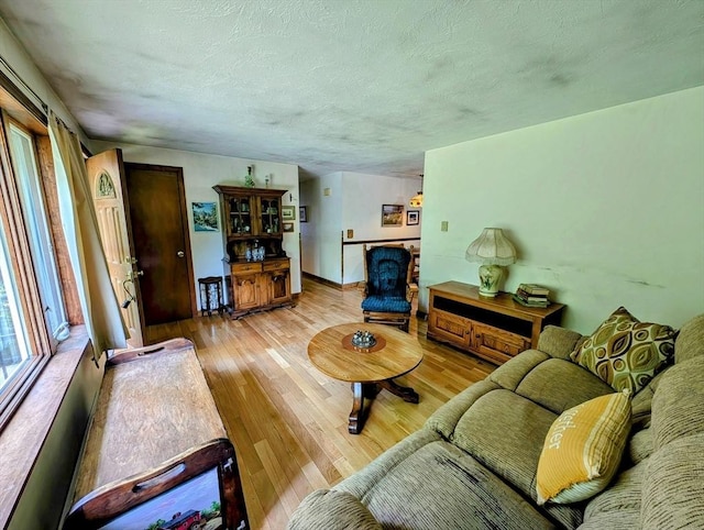 74 Ellis Rd, Southbridge, MA 01550 - living room featuring wood-type flooring, a textured ceiling, and baseboards
