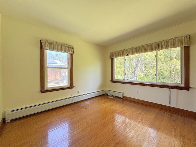 4 Norman Cir, Montague, MA 01376 - empty room featuring hardwood / wood-style floors, healthy amount of natural light, a baseboard radiator, and baseboards