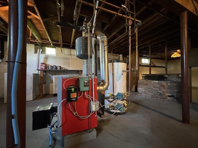 4 Norman Cir, Montague, MA 01376 - utilities featuring gas water heater, separate washer and dryer, and a heating unit