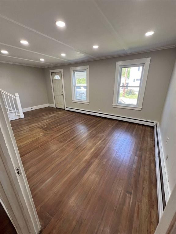 59 Carson Ave Unit 59, Clarksburg, MA 01247 - spare room featuring dark wood-style floors, recessed lighting, baseboards, a baseboard radiator, and baseboard heating