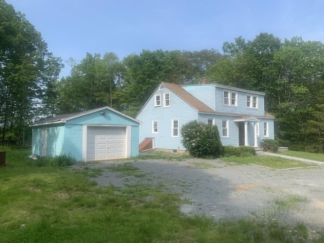 205 Gardner Rd, Hubbardston, MA 01452 - view of side of property featuring driveway, an outbuilding, and a garage