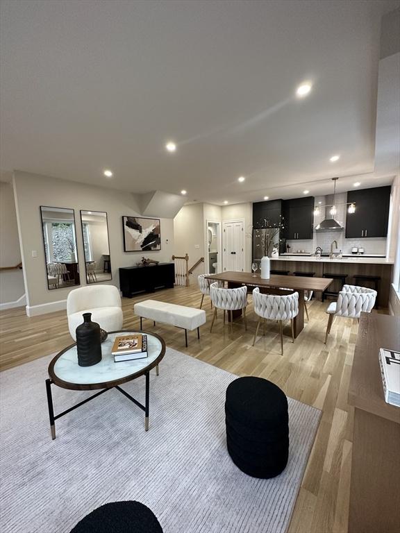 living room featuring light wood-type flooring