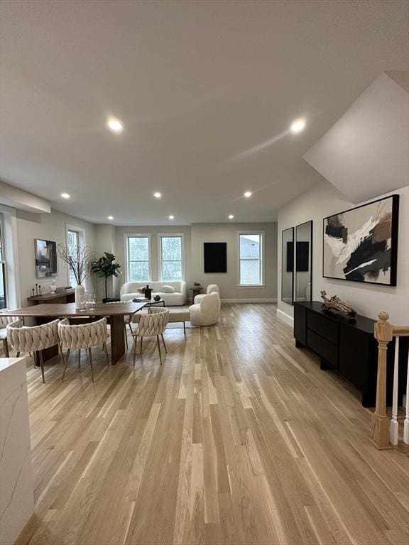 living room with light wood-type flooring