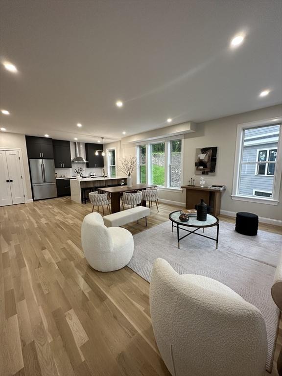 living room featuring light hardwood / wood-style flooring