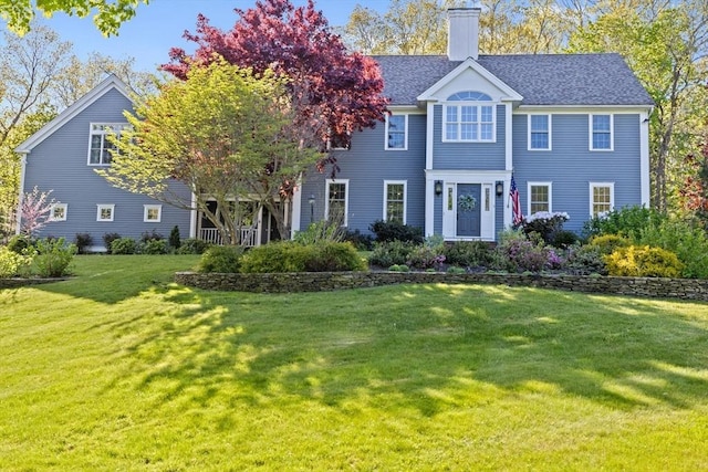 colonial house with a front lawn