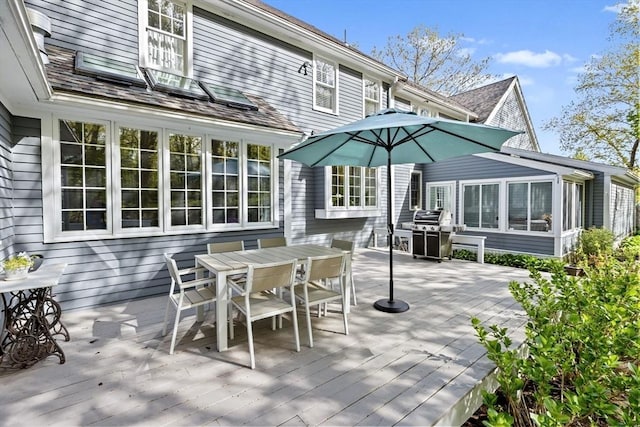 view of patio / terrace featuring a deck and grilling area