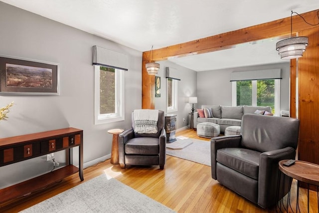 198 Edge Hill Rd, Sharon, MA 02067 - living area with wood finished floors, beamed ceiling, and baseboards