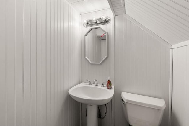 198 Edge Hill Rd, Sharon, MA 02067 - bathroom featuring toilet and wood walls