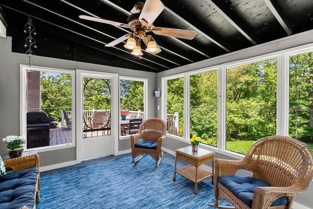 198 Edge Hill Rd, Sharon, MA 02067 - sunroom with a ceiling fan, plenty of natural light, and vaulted ceiling