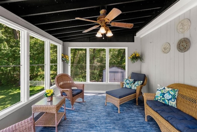 198 Edge Hill Rd, Sharon, MA 02067 - sunroom / solarium featuring ceiling fan, plenty of natural light, and lofted ceiling