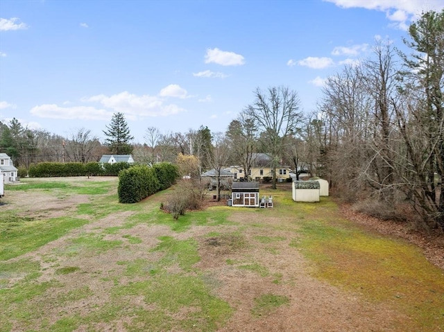 view of yard with an outbuilding