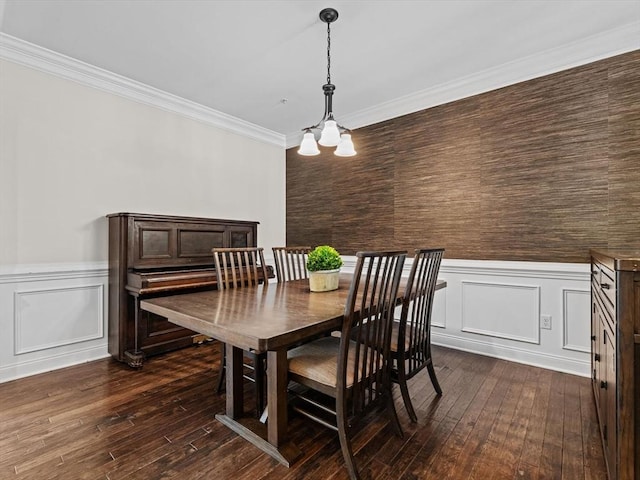 79 Townsend Blvd Unit 79, Westborough, MA 01581 - dining room with a chandelier, a wainscoted wall, dark wood-type flooring, and crown molding