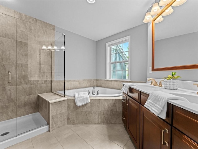 79 Townsend Blvd Unit 79, Westborough, MA 01581 - full bath featuring vanity, a garden tub, tile patterned floors, and a shower stall