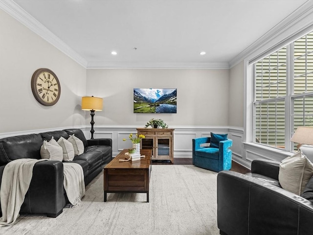 79 Townsend Blvd Unit 79, Westborough, MA 01581 - living area with crown molding, a wainscoted wall, and recessed lighting