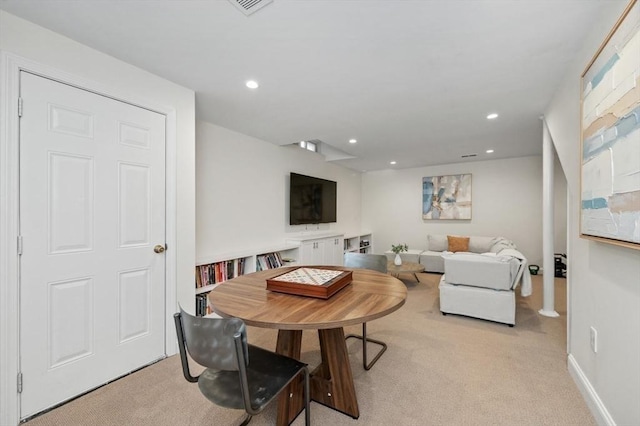 view of carpeted dining room