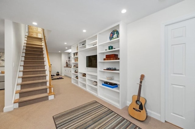 interior space featuring carpet flooring