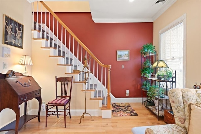 50 Telpgraph St, Boston, MA 02127 - stairs with wood finished floors and crown molding