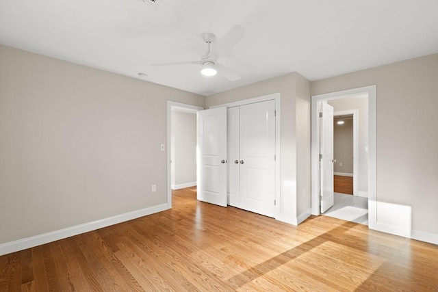 11 Olde Stable Ln, Easton, MA 02356 - unfurnished bedroom with light wood-style flooring, a closet, and ceiling fan