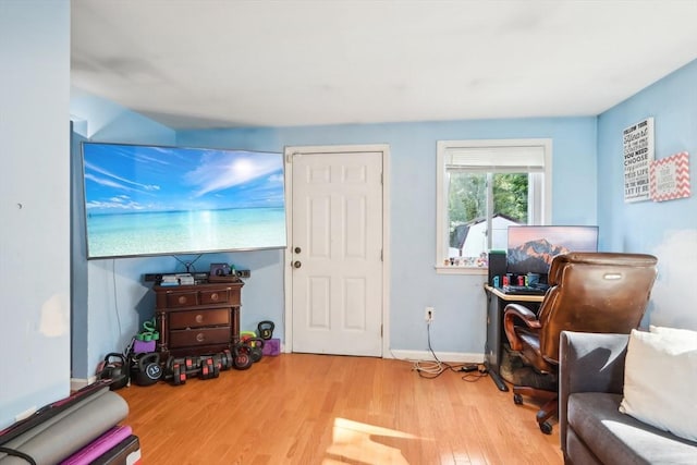 sitting room featuring hardwood / wood-style floors