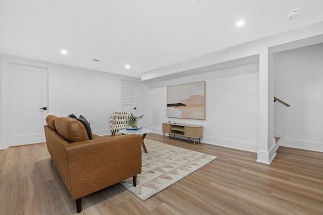 living room featuring light hardwood / wood-style floors