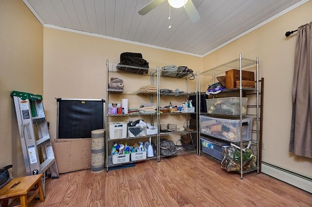 10 Phillips Dr, Colrain, MA 01340 - storage room featuring a baseboard radiator and a ceiling fan