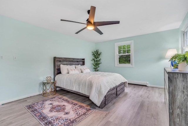 3 Sinclair St, Billerica, MA 01821 - bedroom featuring baseboard heating, wood finished floors, baseboards, and a ceiling fan