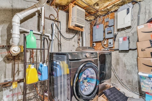 3 Sinclair St, Billerica, MA 01821 - laundry room with electric panel, washer / dryer, and a heating unit