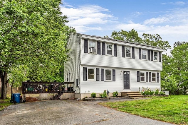 3 Sinclair St, Billerica, MA 01821 - colonial home featuring a deck and a front lawn