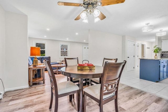 3 Sinclair St, Billerica, MA 01821 - dining room with a ceiling fan, light wood-style floors, baseboards, and recessed lighting