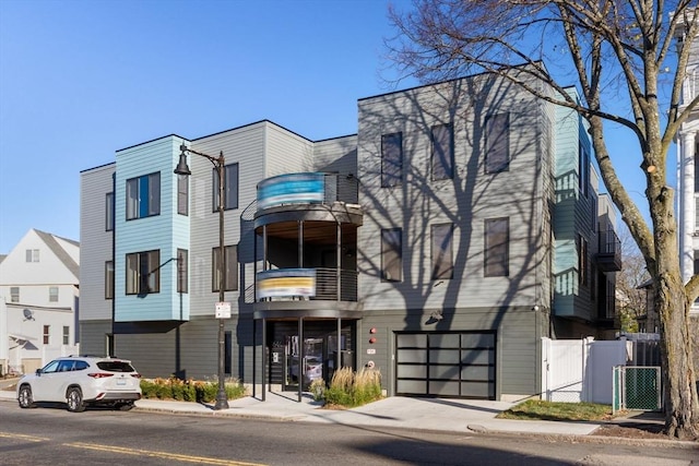 view of building exterior featuring a garage