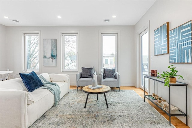 living room featuring light hardwood / wood-style floors