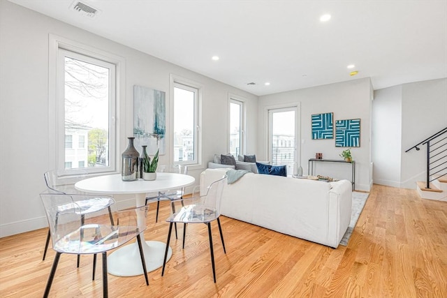 living room featuring light hardwood / wood-style floors