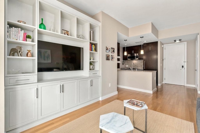 400 Stuart St Unit 15G, Boston, MA 02116 - living room featuring light wood-style flooring and baseboards
